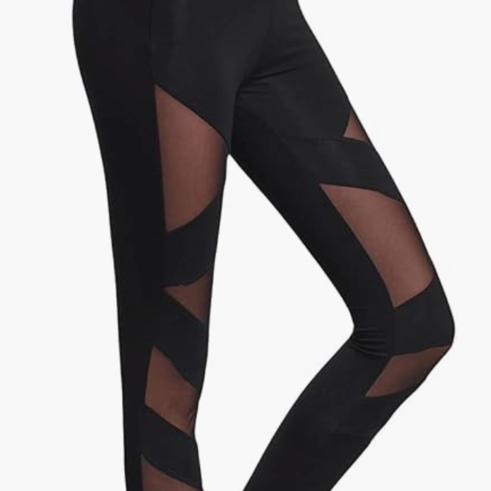 SweatyRocks Women's Mesh Panel Side High Waist Leggings Skinny Workout Yoga Pant